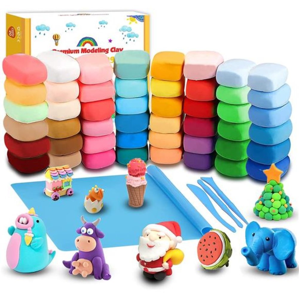 50 Colors Air Dry Clay, Modeling Clay for Kids with Play Mat & 3 Sculpting Tool
